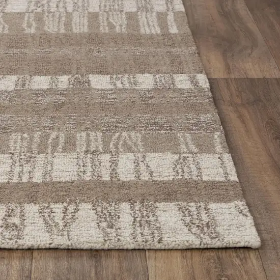 Brown And Natural Wool Striped Hand Tufted Area Rug Photo 2