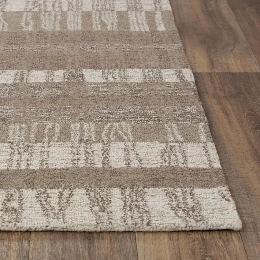 Brown And Natural Wool Striped Hand Tufted Area Rug Photo 2