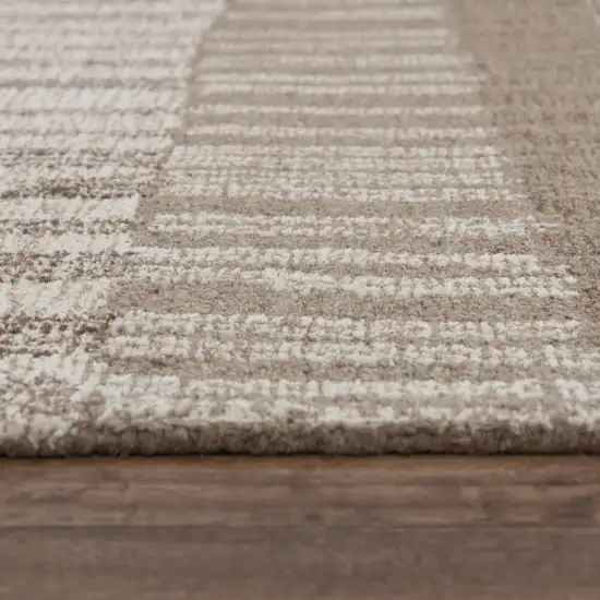 Brown And Natural Wool Striped Hand Tufted Area Rug Photo 5