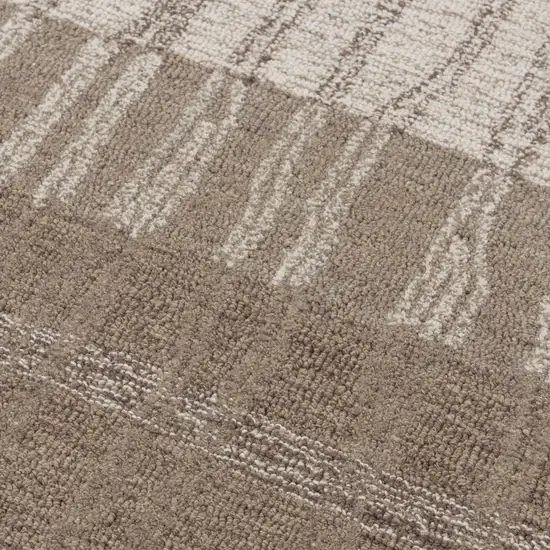 Brown And Natural Wool Striped Hand Tufted Area Rug Photo 3