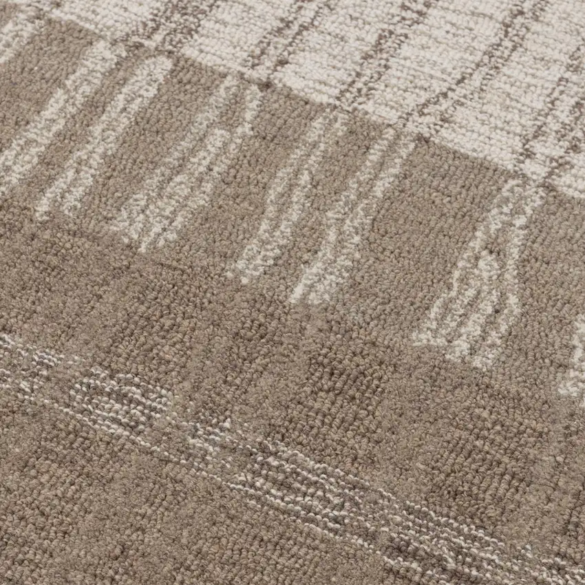 Brown And Natural Wool Striped Hand Tufted Area Rug Photo 3