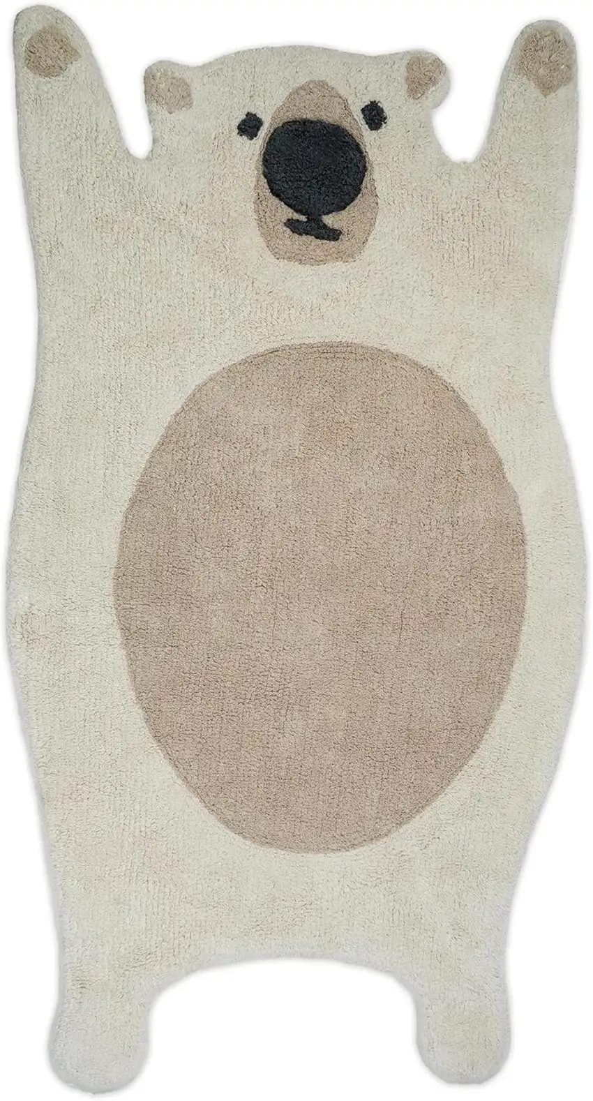 Brown And Off White Bear Youthful Hand Knotted Washable Area Rug Photo 1