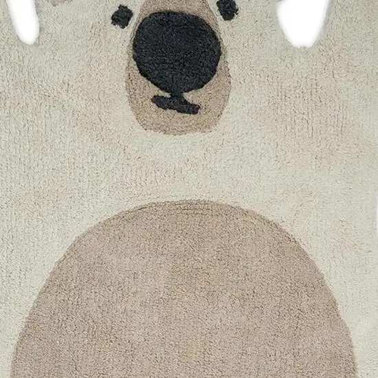 Brown And Off White Bear Youthful Hand Knotted Washable Area Rug Photo 4