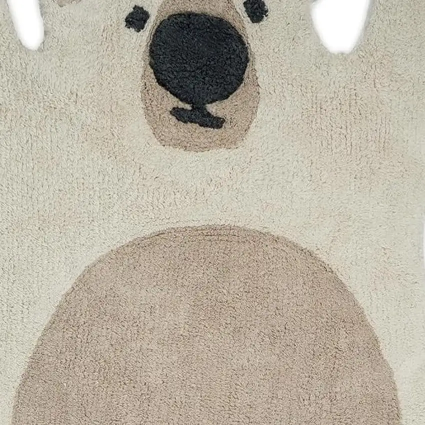 Brown And Off White Bear Youthful Hand Knotted Washable Area Rug Photo 4