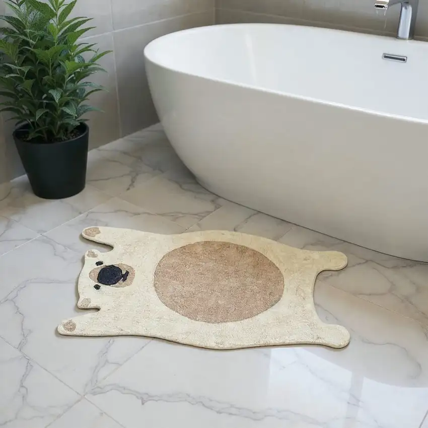 Brown And Off White Bear Youthful Hand Knotted Washable Area Rug Photo 2