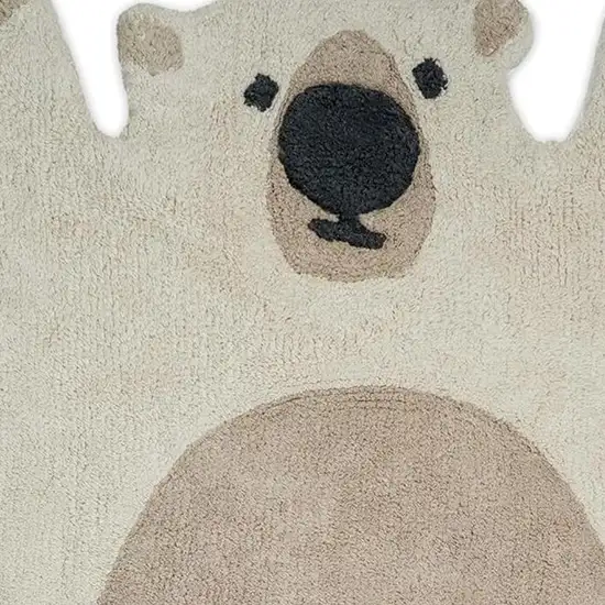 Brown And Off White Bear Youthful Hand Knotted Washable Area Rug Photo 3