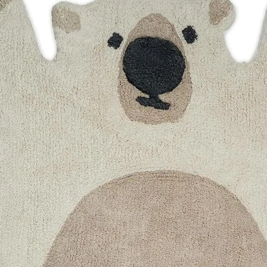 Brown And Off White Bear Youthful Hand Knotted Washable Area Rug Photo 3