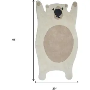 Photo of Brown And Off White Bear Youthful Hand Knotted Washable Area Rug