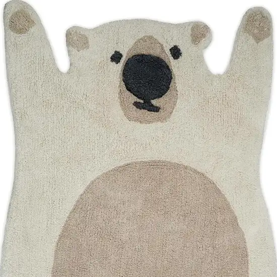 Brown And Off White Bear Youthful Hand Knotted Washable Area Rug Photo 5