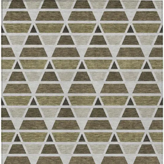 Brown And Pewter Geometric Washable Indoor Outdoor Area Rug Photo 4