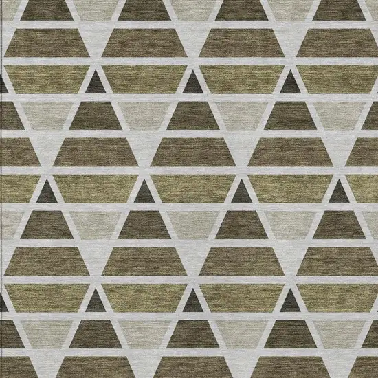 Brown And Pewter Geometric Washable Indoor Outdoor Area Rug Photo 3