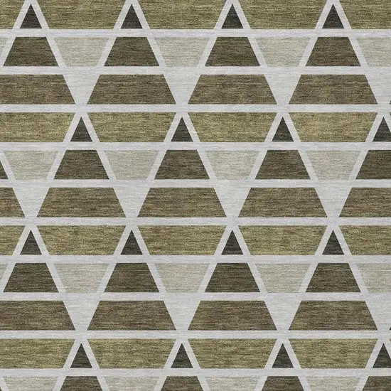 Brown And Pewter Geometric Washable Indoor Outdoor Area Rug Photo 3