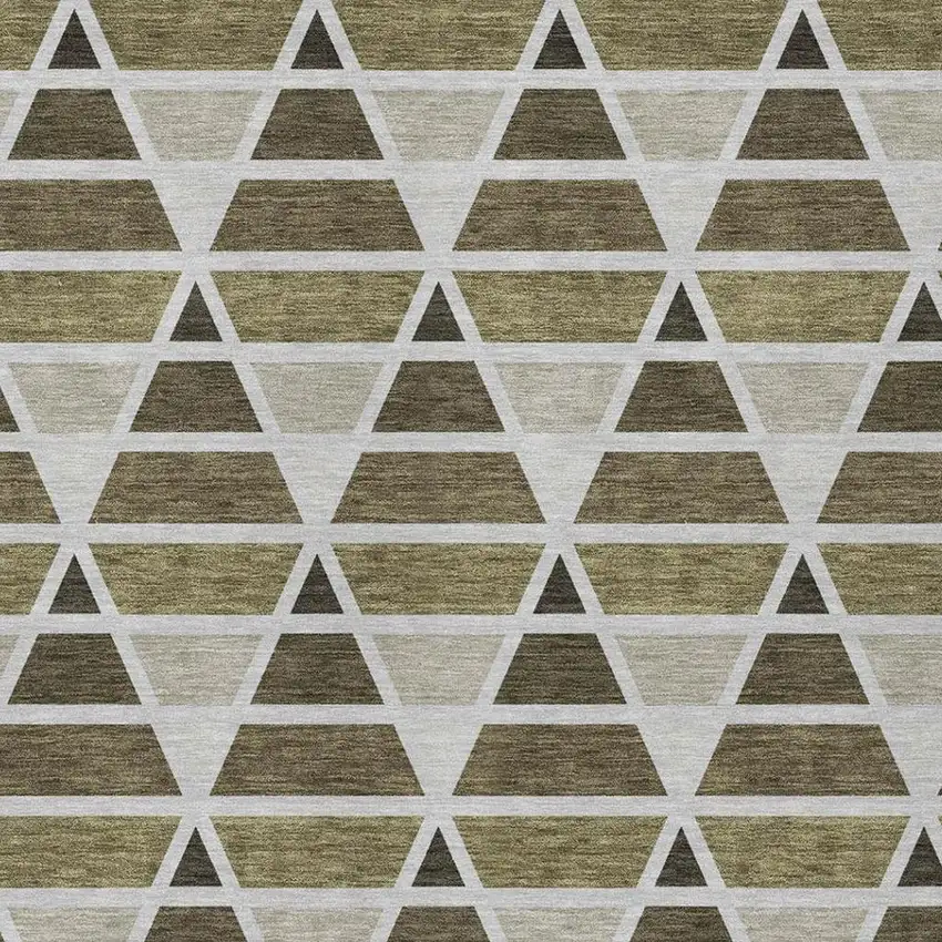 Brown And Pewter Geometric Washable Indoor Outdoor Area Rug Photo 3