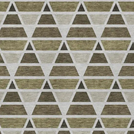 Brown And Pewter Geometric Washable Indoor Outdoor Area Rug Photo 3