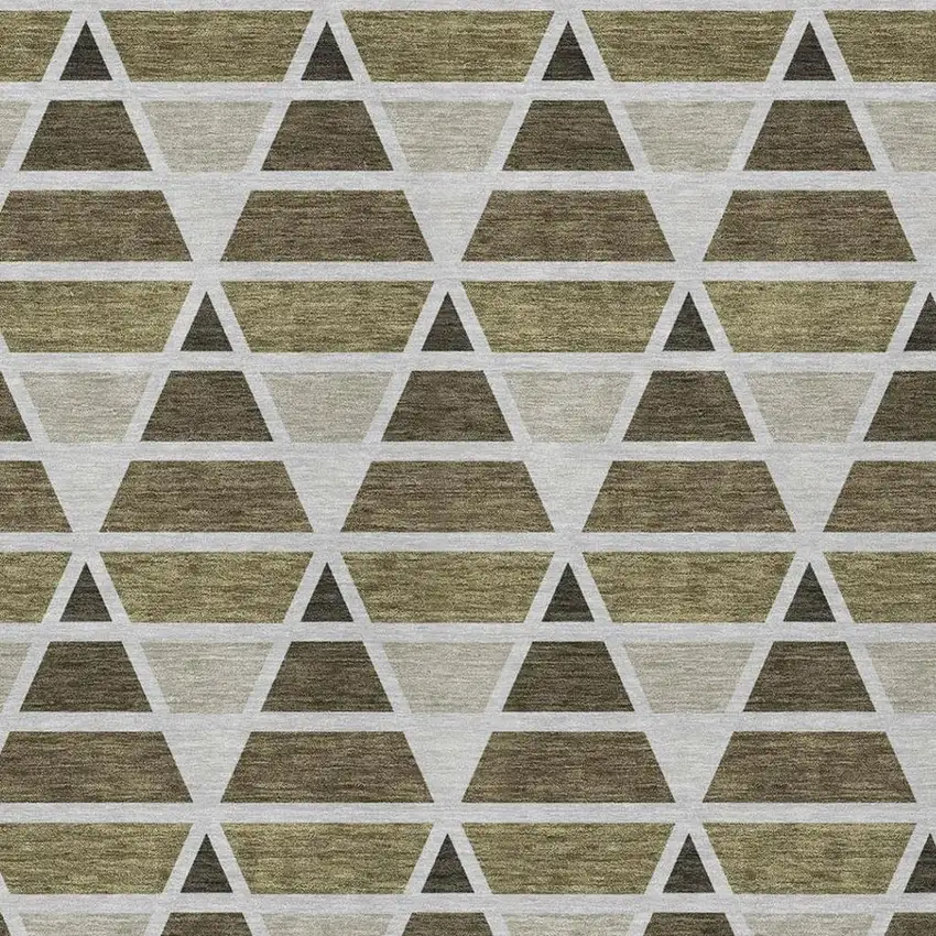 Brown And Pewter Geometric Washable Indoor Outdoor Area Rug Photo 3