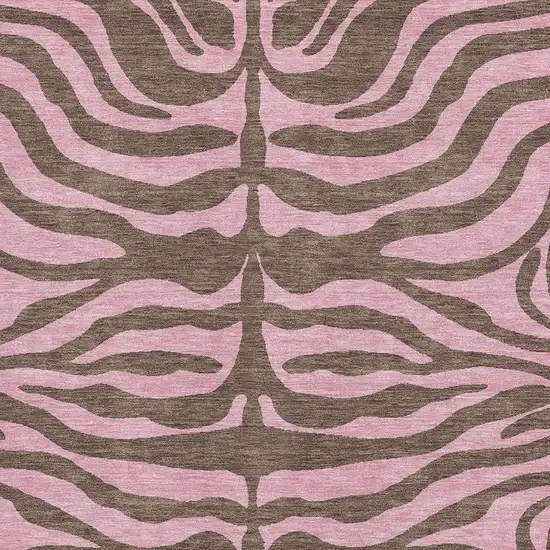 Brown And Pink Animal Print Washable Area Rug With UV Protection Photo 2