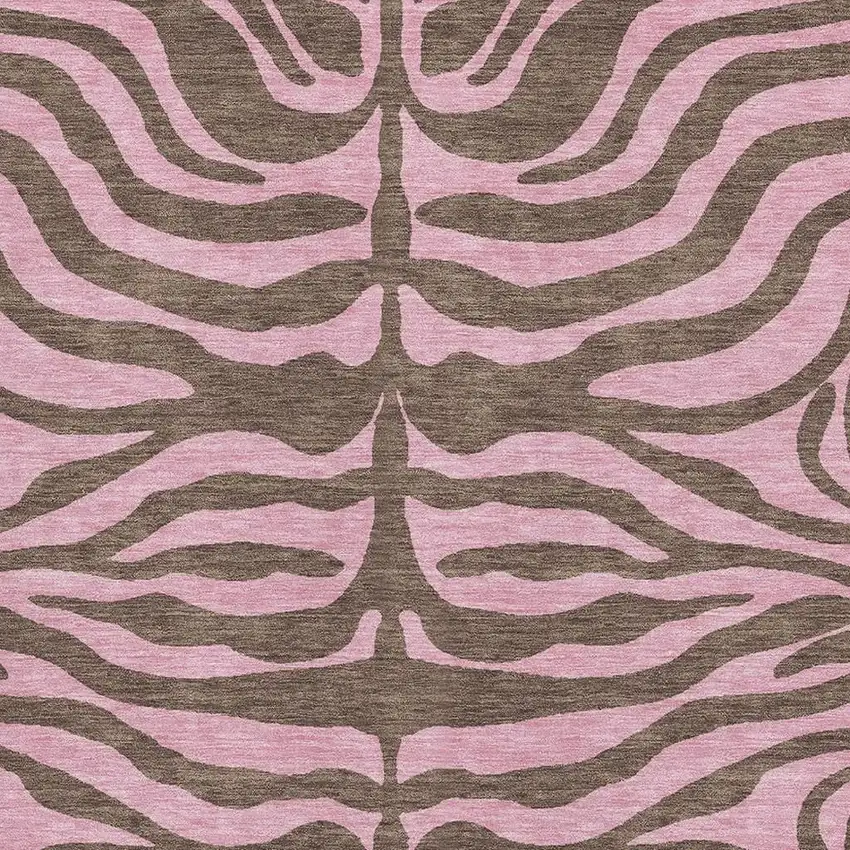 Brown And Pink Animal Print Washable Area Rug With UV Protection Photo 2