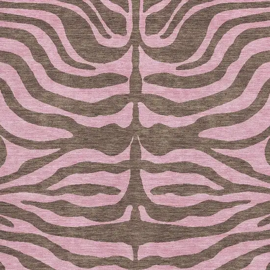 Brown And Pink Animal Print Washable Area Rug With UV Protection Photo 2