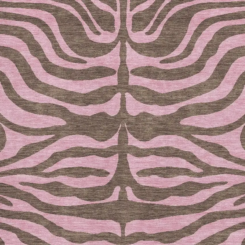 Brown And Pink Animal Print Washable Area Rug With UV Protection Photo 2