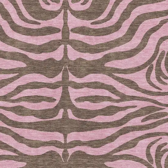 Brown And Pink Animal Print Washable Area Rug With UV Protection Photo 2