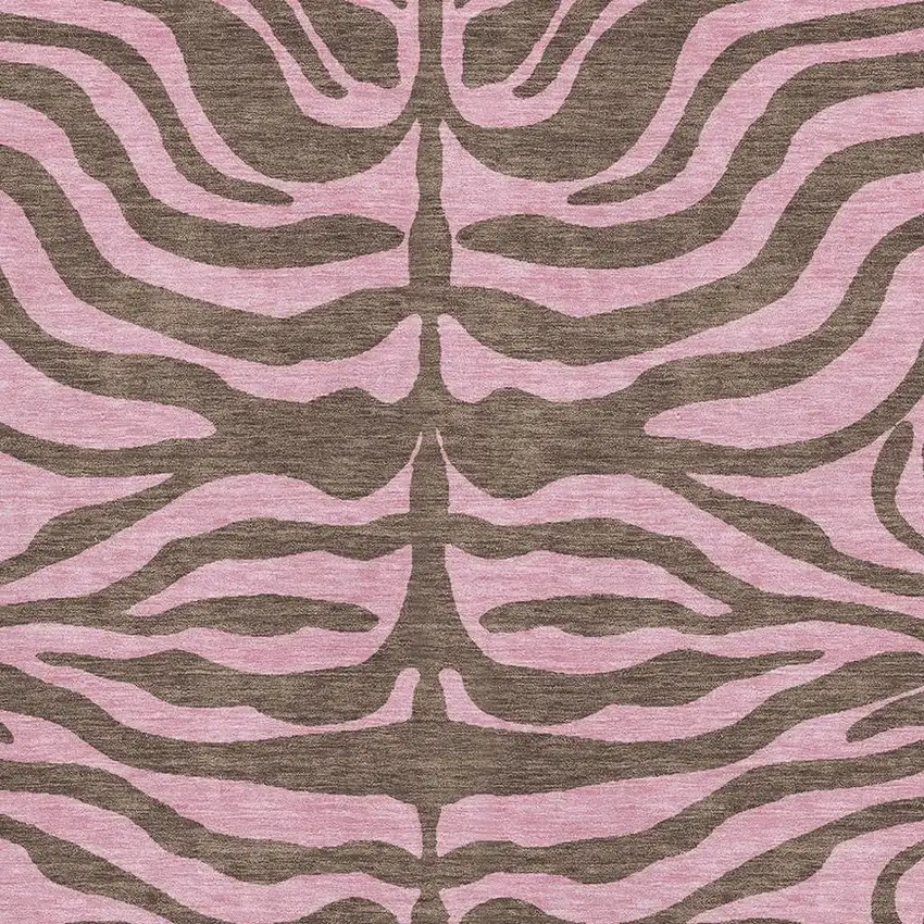 Brown And Pink Animal Print Washable Area Rug With UV Protection Photo 2