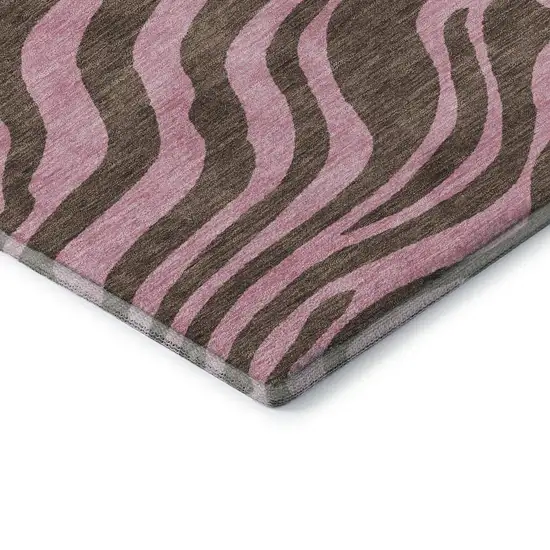 Brown And Pink Animal Print Washable Area Rug With UV Protection Photo 7