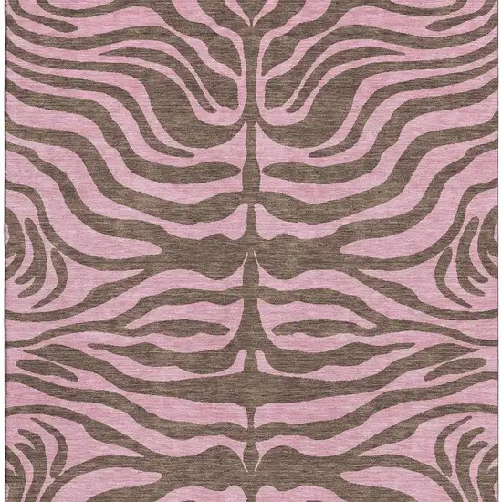 Brown And Pink Animal Print Washable Area Rug With UV Protection Photo 3