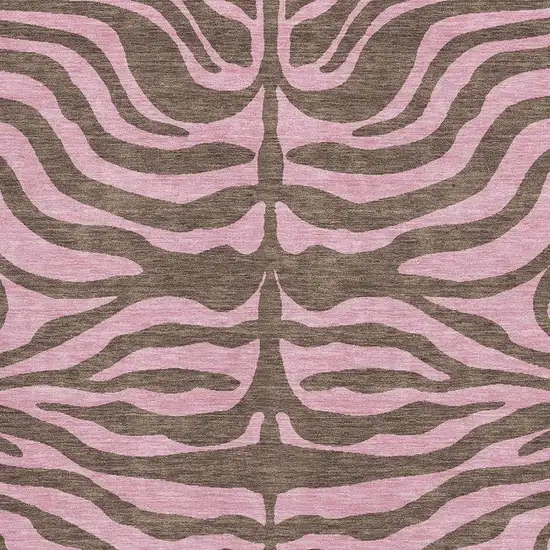 Brown And Pink Animal Print Washable Area Rug With UV Protection Photo 2