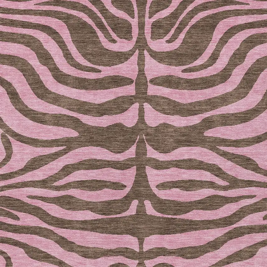 Brown And Pink Animal Print Washable Indoor Outdoor Area Rug Photo 5