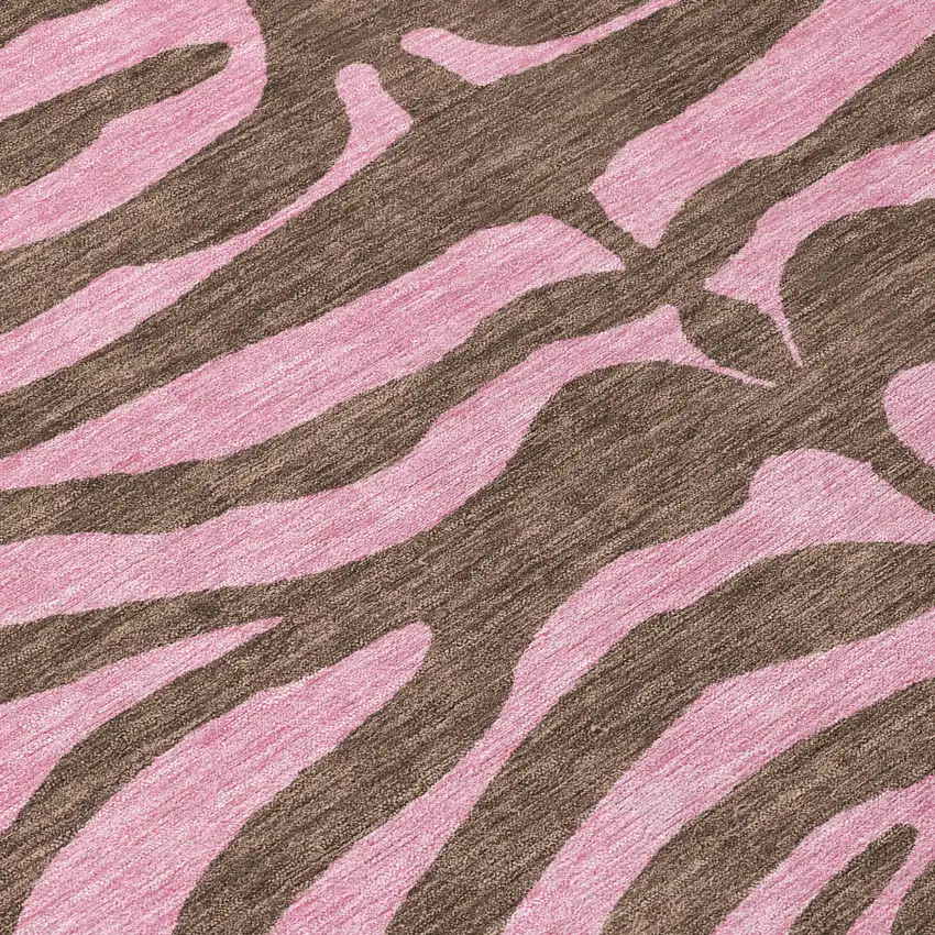 Brown And Pink Animal Print Washable Indoor Outdoor Area Rug Photo 8