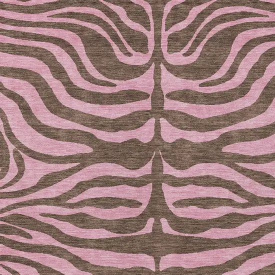 Brown And Pink Animal Print Washable Indoor Outdoor Area Rug Photo 5