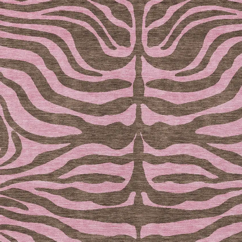 Brown And Pink Animal Print Washable Indoor Outdoor Area Rug Photo 5