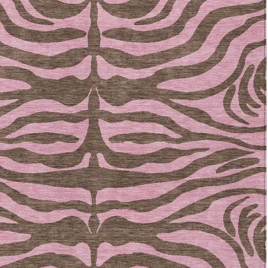 Brown And Pink Animal Print Washable Indoor Outdoor Area Rug Photo 5