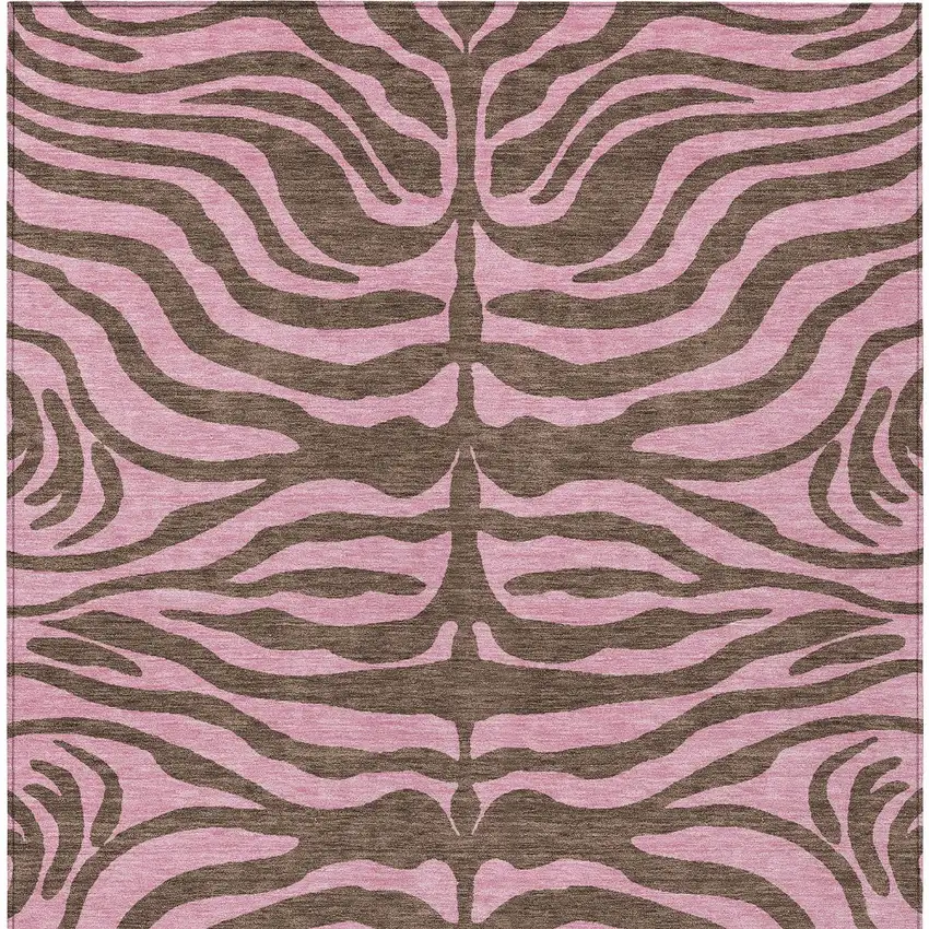 Brown And Pink Animal Print Washable Indoor Outdoor Area Rug Photo 6