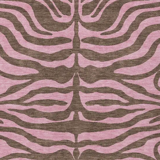 Brown And Pink Animal Print Washable Indoor Outdoor Area Rug Photo 5