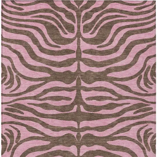 Brown And Pink Animal Print Washable Indoor Outdoor Area Rug Photo 5