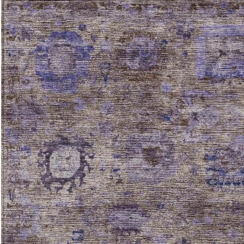 Brown And Plum Abstract Washable Indoor Outdoor Area Rug Photo 2