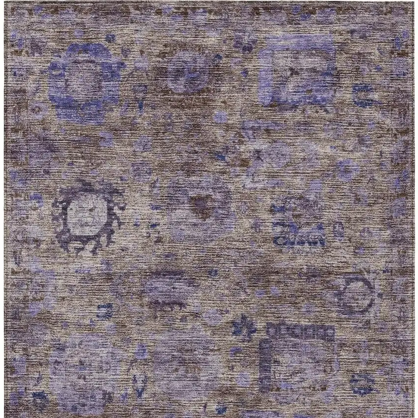 Brown And Plum Abstract Washable Indoor Outdoor Area Rug Photo 3