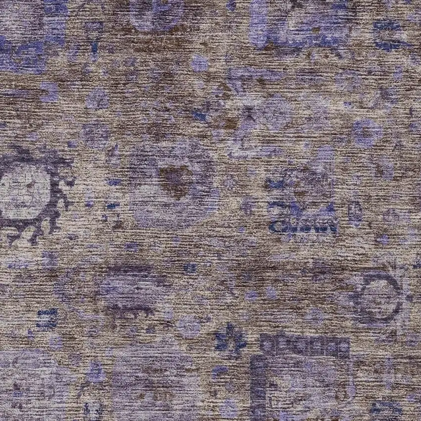 Brown And Plum Abstract Washable Indoor Outdoor Area Rug Photo 2