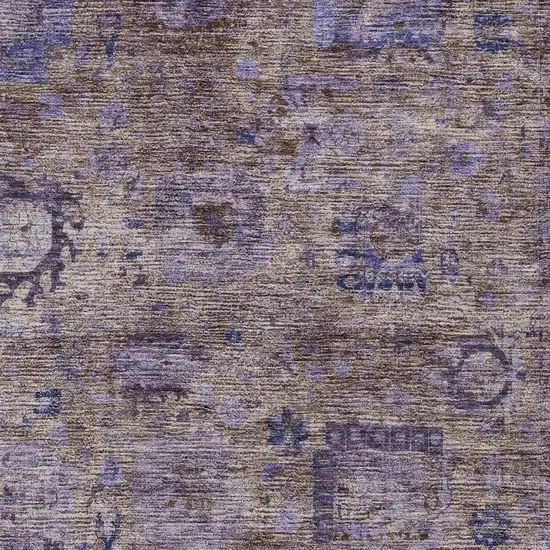 Brown And Plum Abstract Washable Indoor Outdoor Area Rug Photo 2