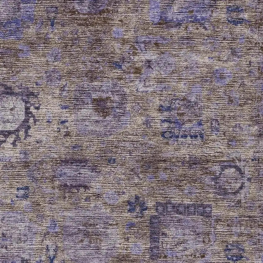 Brown And Plum Abstract Washable Indoor Outdoor Area Rug Photo 2