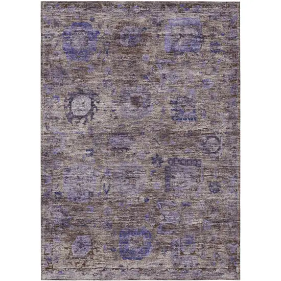 Brown And Plum Abstract Washable Indoor Outdoor Area Rug Photo 1