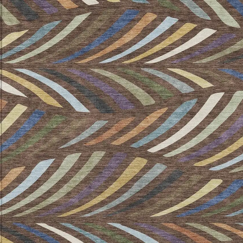Brown And Plum Abstract Washable Indoor Outdoor Area Rug Photo 2