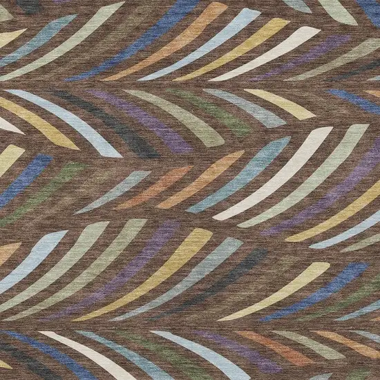 Brown And Plum Abstract Washable Indoor Outdoor Area Rug Photo 2