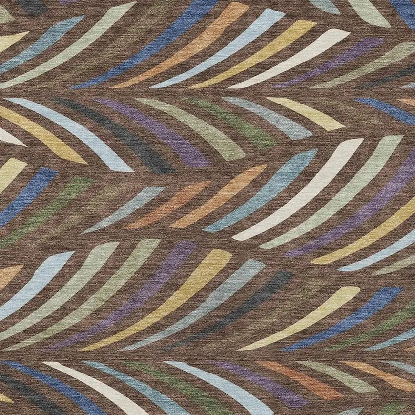 Brown And Plum Abstract Washable Indoor Outdoor Area Rug Photo 2