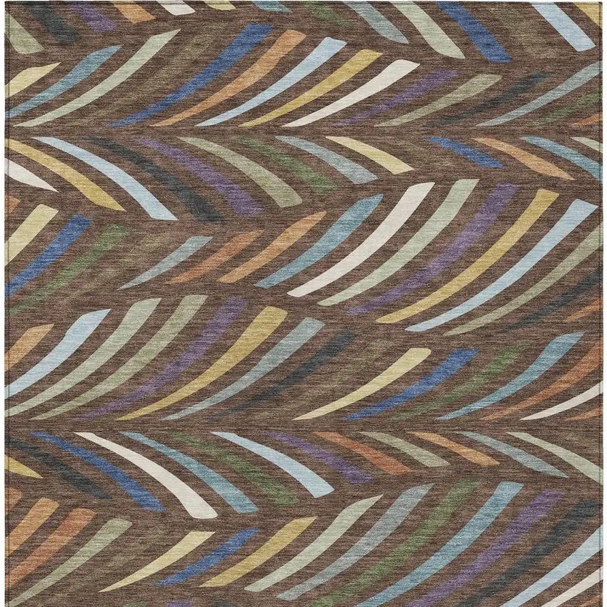 Brown And Plum Abstract Washable Indoor Outdoor Area Rug Photo 3
