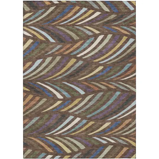 Brown And Plum Abstract Washable Indoor Outdoor Area Rug Photo 1