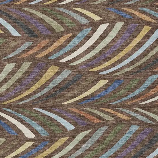 Brown And Plum Abstract Washable Indoor Outdoor Area Rug Photo 2
