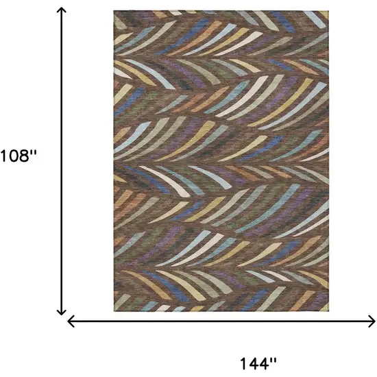 Brown And Plum Abstract Washable Indoor Outdoor Area Rug Photo 6