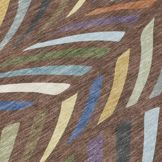 Brown And Plum Abstract Washable Indoor Outdoor Area Rug Photo 9